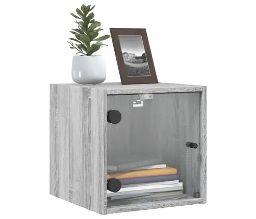 Naktsskapītis Ar Stikla Durvīm, Pelēka Ozola, 35X37X35 Cm Vidaxl Naktsskapītis Ar Stikla Durvīm, Pelēka Ozola, 35X37X35 Cm Vidaxl