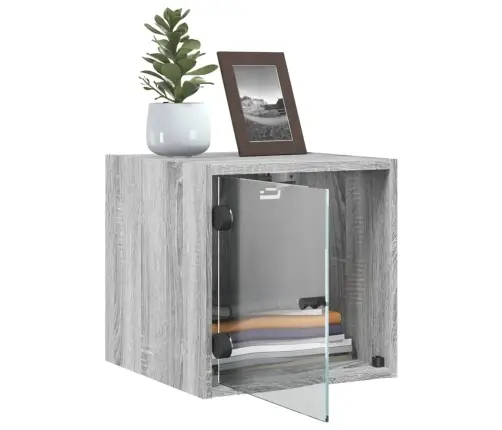 Naktsskapītis Ar Stikla Durvīm, Pelēka Ozola, 35X37X35 Cm Vidaxl Naktsskapītis Ar Stikla Durvīm, Pelēka Ozola, 35X37X35 Cm Vidaxl