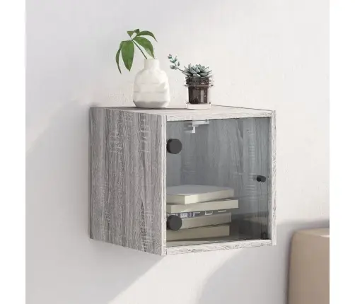 Naktsskapītis Ar Stikla Durvīm, Pelēka Ozola, 35X37X35 Cm Vidaxl Naktsskapītis Ar Stikla Durvīm, Pelēka Ozola, 35X37X35 Cm Vidaxl