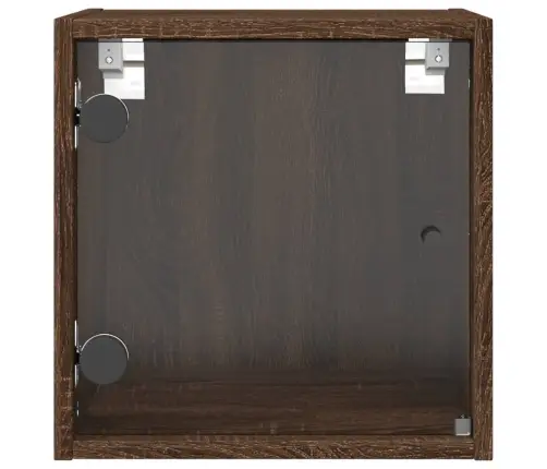 Klaasuksega Öökapid 2 Tk, Pruun Tamm, 35 X 37 X 35 Cm