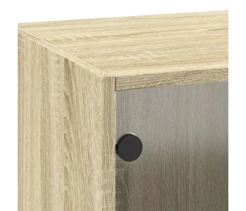 Sieninė Spintelė Su Stiklinėmis Durelėmis, Ąžuolo, 35X37X100Cm