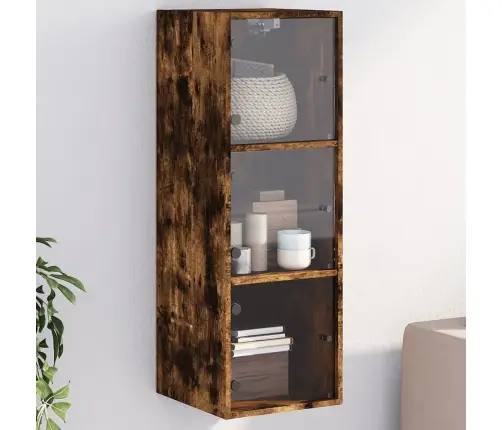 Skapītis Ar Stikla Durvīm, Koka Krāsa, 35X37X100 Cm Vidaxl