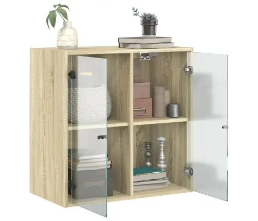 Skapītis Ar Stikla Durvīm, Ozola Krāsa, 68X37X68,5 Cm Vidaxl