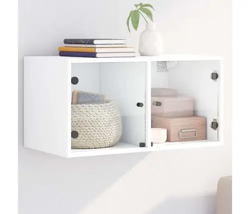 Skapītis Ar Stikla Durvīm, Balts, 68,5X37X35 Cm Vidaxl