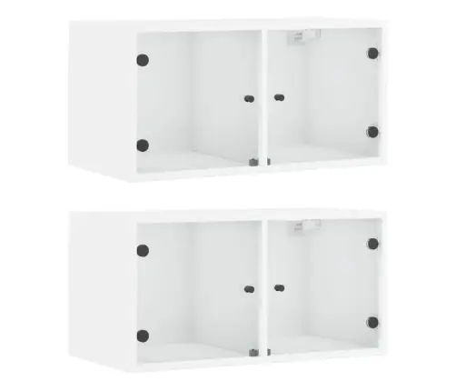 Skapīši Ar Stikla Durvīm, 2 Gab., Balts, 68,5X37X35 Cm Vidaxl