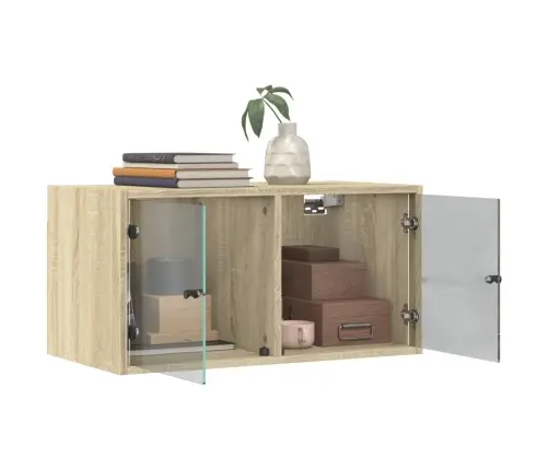 Skapītis Ar Stikla Durvīm, Ozola Krāsa, 68,5X37X35 Cm Vidaxl