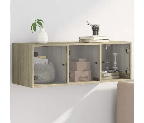 Skapītis Ar Stikla Durvīm, Ozola Krāsa, 102X37X35 Cm Vidaxl