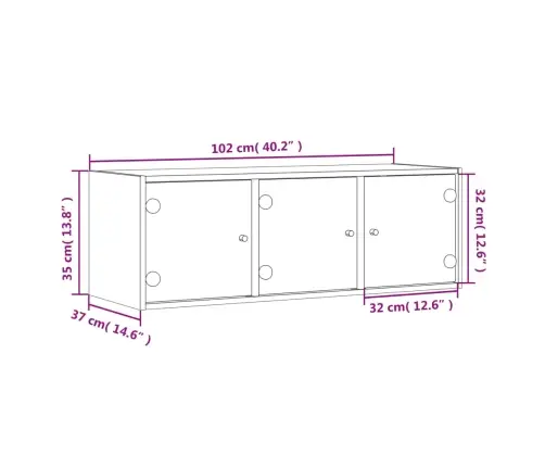 Klaasustega Seinakapp, Betoonhall, 102 X 37 X 35 Cm