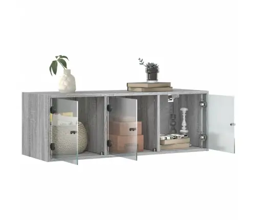 Skapītis Ar Stikla Durvīm, Pelēka Ozola, 102X37X35 Cm Vidaxl