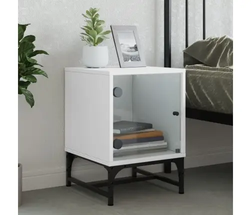 Naktsskapītis Ar Stikla Durvīm, Balts, 35X37X50 Cm Vidaxl Naktsskapītis Ar Stikla Durvīm, Balts, 35X37X50 Cm Vidaxl