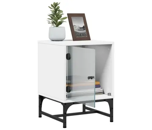 Naktsskapītis Ar Stikla Durvīm, Balts, 35X37X50 Cm Vidaxl Naktsskapītis Ar Stikla Durvīm, Balts, 35X37X50 Cm Vidaxl