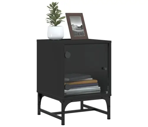 Klaasuksega Öökapid 2 Tk, Must, 35 X 37 X 50 Cm