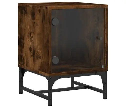 Naktsskapītis Ar Stikla Durvīm, Koka Krāsā, 35X37X50 Cm Vidaxl