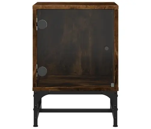 Naktsskapītis Ar Stikla Durvīm, Koka Krāsā, 35X37X50 Cm Vidaxl