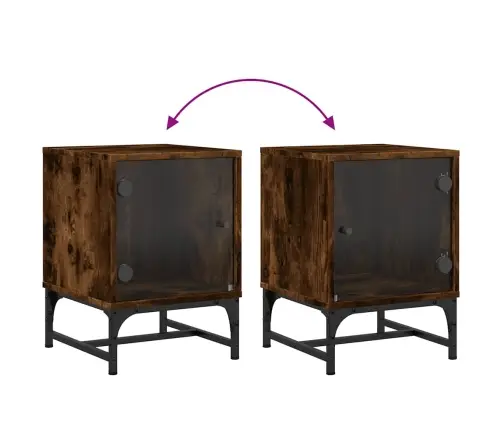 Naktsskapītis Ar Stikla Durvīm, Koka Krāsā, 35X37X50 Cm Vidaxl