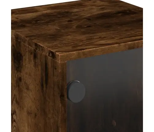 Naktsskapīši Ar Stikla Durvīm, 2 Gab., Koka Krāsā, 35X37X50 Cm Vidaxl