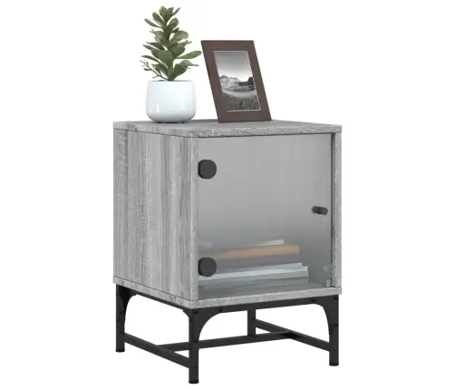 Naktsskapītis Ar Stikla Durvīm, Pelēka Ozola, 35X37X50 Cm Vidaxl Naktsskapītis Ar Stikla Durvīm, Pelēka Ozola, 35X37X50 Cm Vidaxl