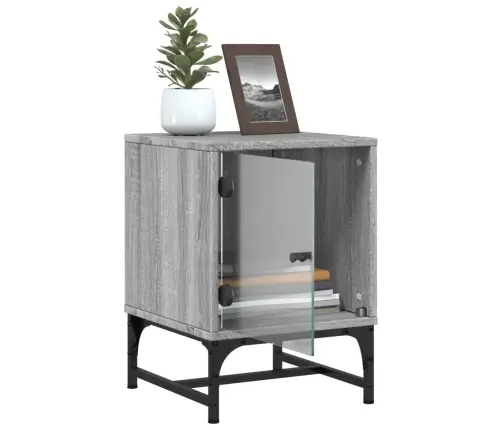 Naktsskapītis Ar Stikla Durvīm, Pelēka Ozola, 35X37X50 Cm Vidaxl Naktsskapītis Ar Stikla Durvīm, Pelēka Ozola, 35X37X50 Cm Vidaxl