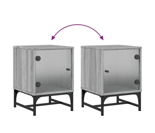 Naktsskapītis Ar Stikla Durvīm, Pelēka Ozola, 35X37X50 Cm Vidaxl Naktsskapītis Ar Stikla Durvīm, Pelēka Ozola, 35X37X50 Cm Vidaxl