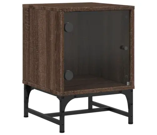 Naktsskapīši Ar Stikla Durvīm, 2 Gab., Brūna Ozola, 35X37X50 Cm Vidaxl