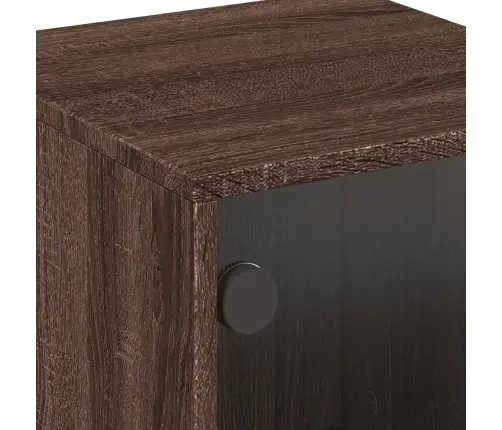 Naktsskapīši Ar Stikla Durvīm, 2 Gab., Brūna Ozola, 35X37X50 Cm Vidaxl