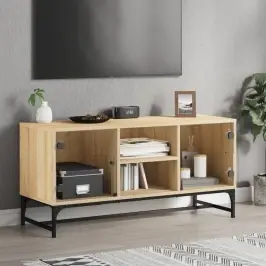 Tv Skapītis Ar Stikla Durvīm, Ozola Krāsa, 102X37X50 Cm Vidaxl