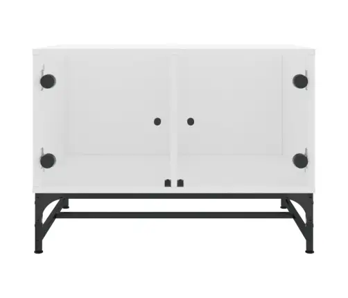 Kavos Staliukas Su Stiklinėmis Durelėmis, Baltas, 68,5X50X50Cm Kavos Staliukas Su Stiklinėmis Durelėmis, Baltas, 68,5X50X50Cm