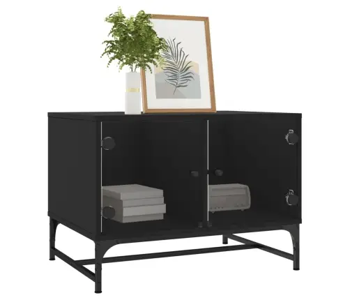 Kafijas Galdiņš Ar Stikla Durvīm, Melns, 68,5X50X50 Cm Vidaxl Kafijas Galdiņš Ar Stikla Durvīm, Melns, 68,5X50X50 Cm Vidaxl