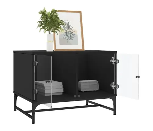 Kafijas Galdiņš Ar Stikla Durvīm, Melns, 68,5X50X50 Cm Vidaxl Kafijas Galdiņš Ar Stikla Durvīm, Melns, 68,5X50X50 Cm Vidaxl