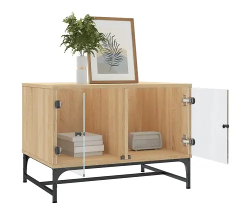 Kafijas Galdiņš Ar Stikla Durvīm, Ozola Krāsa, 68,5X50X50 Cm Vidaxl Kafijas Galdiņš Ar Stikla Durvīm, Ozola Krāsa, 68,5X50X50 Cm Vidaxl