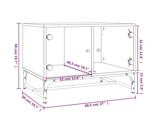 Kafijas Galdiņš Ar Stikla Durvīm, Ozola Krāsa, 68,5X50X50 Cm Vidaxl Kafijas Galdiņš Ar Stikla Durvīm, Ozola Krāsa, 68,5X50X50 Cm Vidaxl