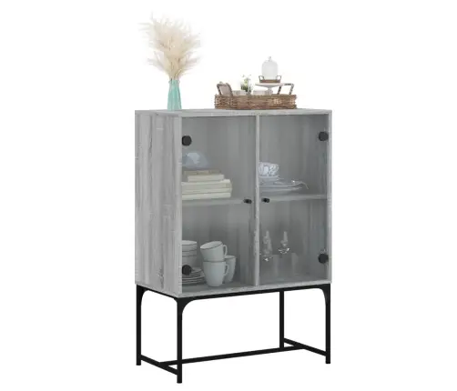 Skapītis Ar Stikla Durvīm, Pelēka Ozola, 69X37X100 Cm Vidaxl