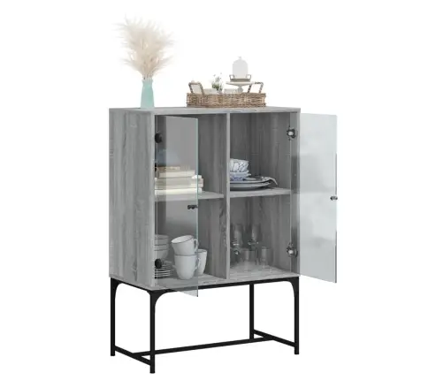 Skapītis Ar Stikla Durvīm, Pelēka Ozola, 69X37X100 Cm Vidaxl