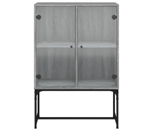 Skapītis Ar Stikla Durvīm, Pelēka Ozola, 69X37X100 Cm Vidaxl