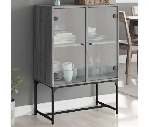 Skapītis Ar Stikla Durvīm, Pelēka Ozola, 69X37X100 Cm Vidaxl