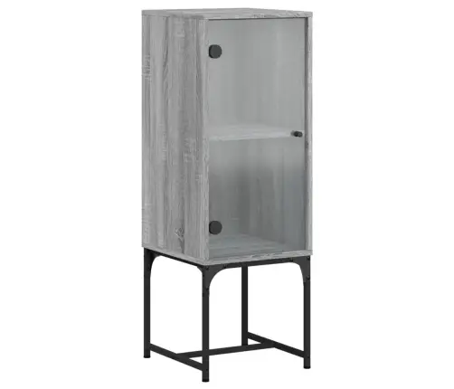 Skapītis Ar Stikla Durvīm, Pelēka Ozola, 35X37X100 Cm Vidaxl