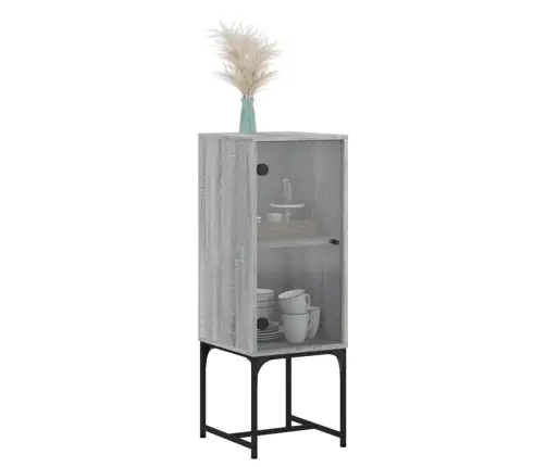 Skapītis Ar Stikla Durvīm, Pelēka Ozola, 35X37X100 Cm Vidaxl