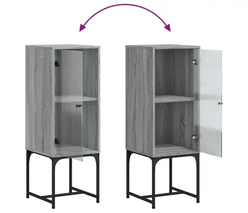 Skapītis Ar Stikla Durvīm, Pelēka Ozola, 35X37X100 Cm Vidaxl