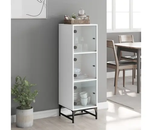 Augstais Skapis Ar Stikla Durvīm, Balts, 35X37X120 Cm Vidaxl