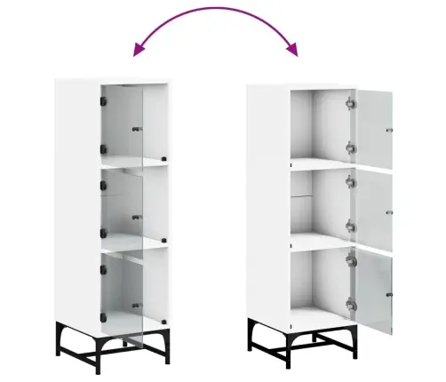 Augstais Skapis Ar Stikla Durvīm, Balts, 35X37X120 Cm Vidaxl