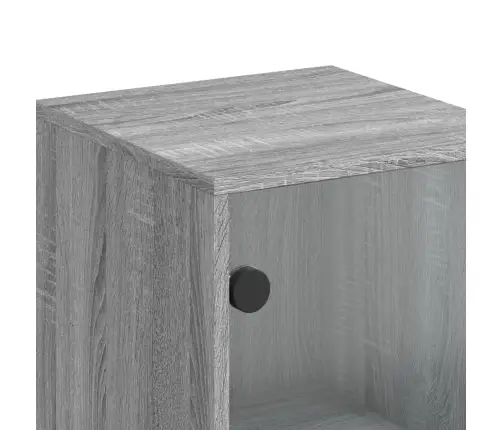 Augstais Skapis Ar Stikla Durvīm, Pelēka Ozola, 35X37X120 Cm Vidaxl