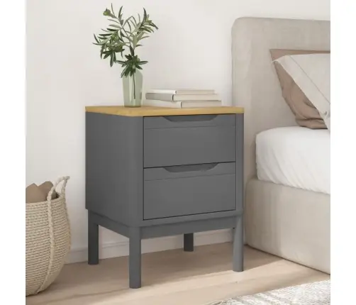 Naktsskapītis, Pelēks, 45X39X57 Cm, Priedes Masīvkoks Vidaxl