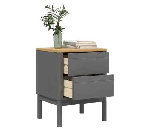 Naktsskapītis, Pelēks, 45X39X57 Cm, Priedes Masīvkoks Vidaxl