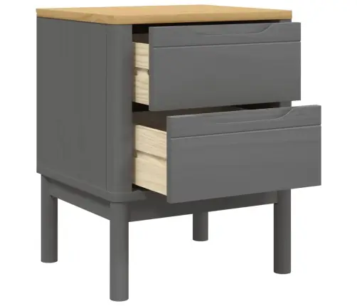 Naktsskapītis, Pelēks, 45X39X57 Cm, Priedes Masīvkoks Vidaxl