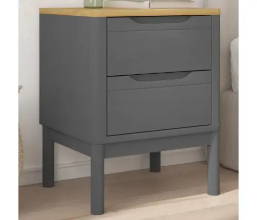 Naktsskapītis, Pelēks, 45X39X57 Cm, Priedes Masīvkoks Vidaxl