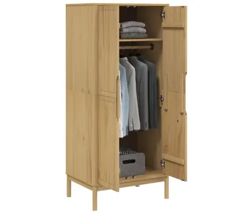 Skapis Floro, Vaska Brūns, 77X53X171 Cm, Priedes Masīvkoks Vidaxl