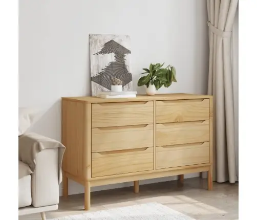 Komoda Su Stalčiais Floro, Vaško Ruda, Pušies Medienos Masyvas