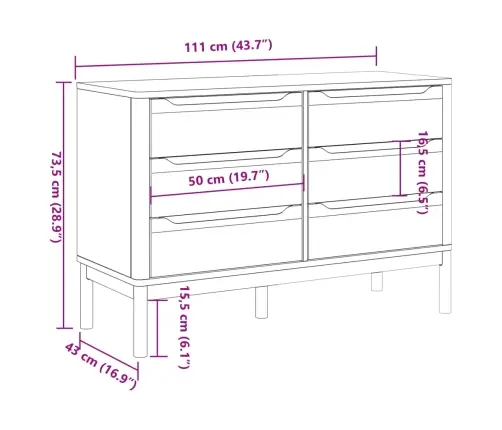 Komoda Su Stalčiais Floro, Vaško Ruda, Pušies Medienos Masyvas