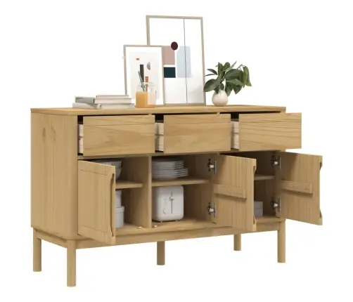 Kumode Floro, Vaska Brūna, 114X43X74 Cm, Priedes Masīvkoks Vidaxl