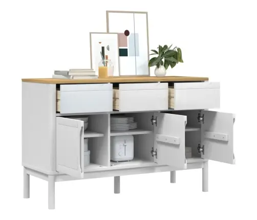 Kumode Floro, Balta, 114X43X74 Cm, Priedes Masīvkoks Vidaxl